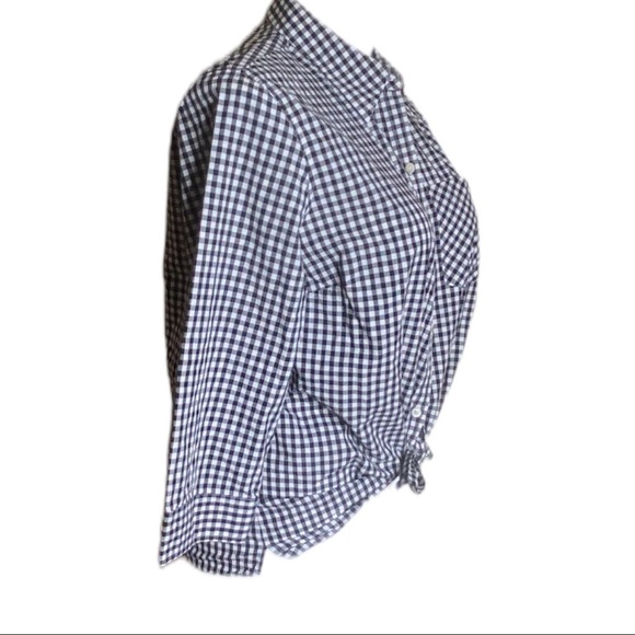 Ralph Lauren Womans Gingham Button Up Collared Shirt 3X Black & White - Picture 4 of 8